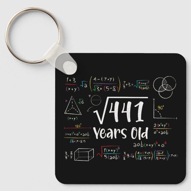 Square Root of 441 21th Birthday 21 Year Old Gifts Keychain (Front)
