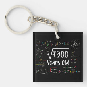 Square Root of 4900 70th Birthday 70 Year Old Gift Keychain