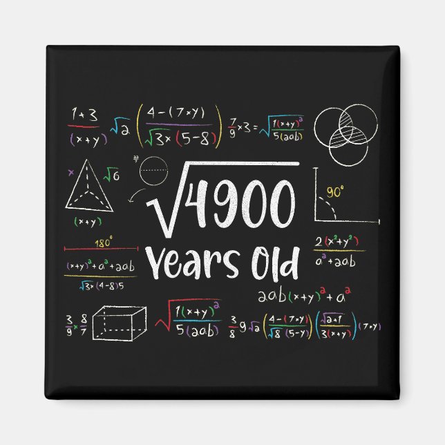 Square Root of 4900 70th Birthday 70 Year Old Gift Magnet (Front)