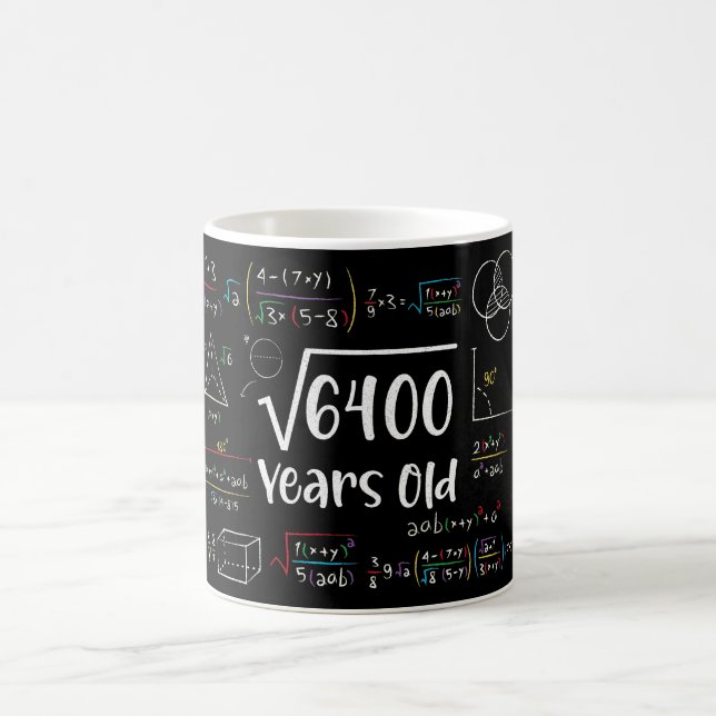 Square Root of 6400 80th Birthday 80 Year Old Gift Coffee Mug (Center)