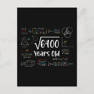 Square Root of 6400 80th Birthday 80 Year Old Gift Postcard