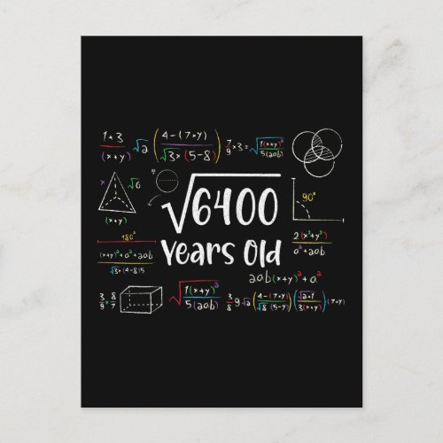 Square Root of 6400 80th Birthday 80 Year Old Gift