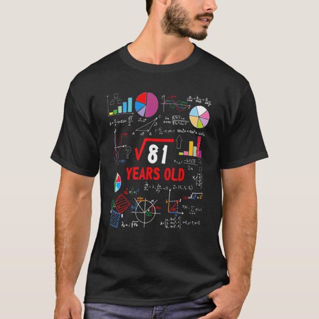 Square Root Of 81 9th Birthday 9 Year Old  Math  1 T-Shirt (Front)