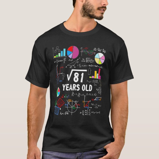 Square Root Of 81 9th Birthday 9 Year Old  Math T-Shirt (Front)