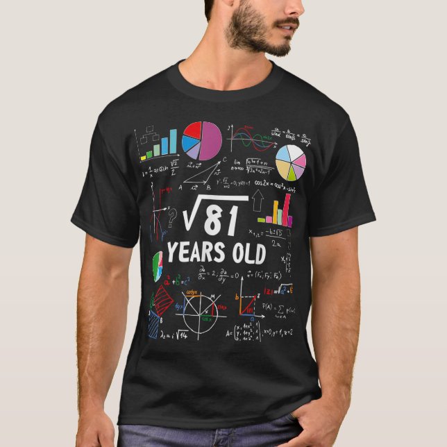 Square Root Of 81 9th Birthday 9 Year OldMath Love T-Shirt (Front)