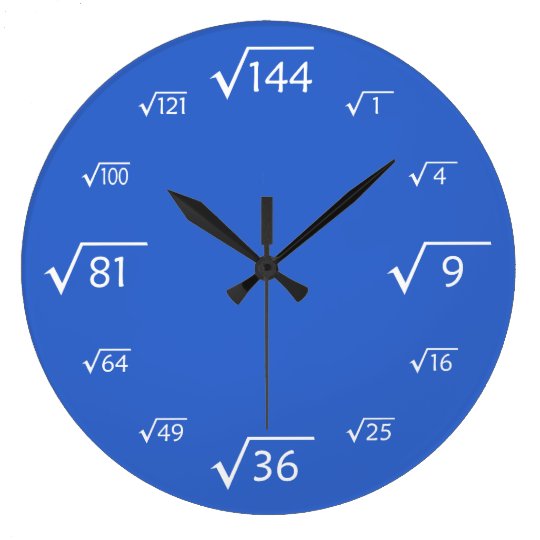 Square Root Wall Clock (Blue/White)