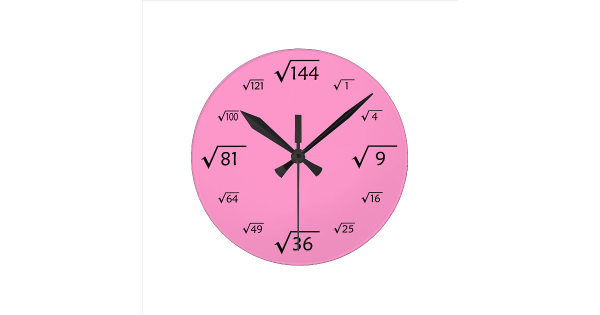 Square Root Wall Clock (Pink/Black)
