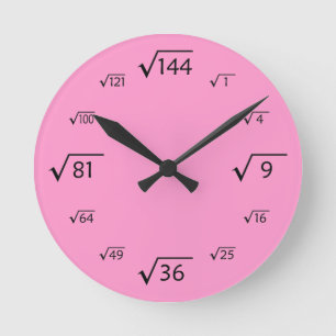 Square Root Wall Clock (Pink/Black)
