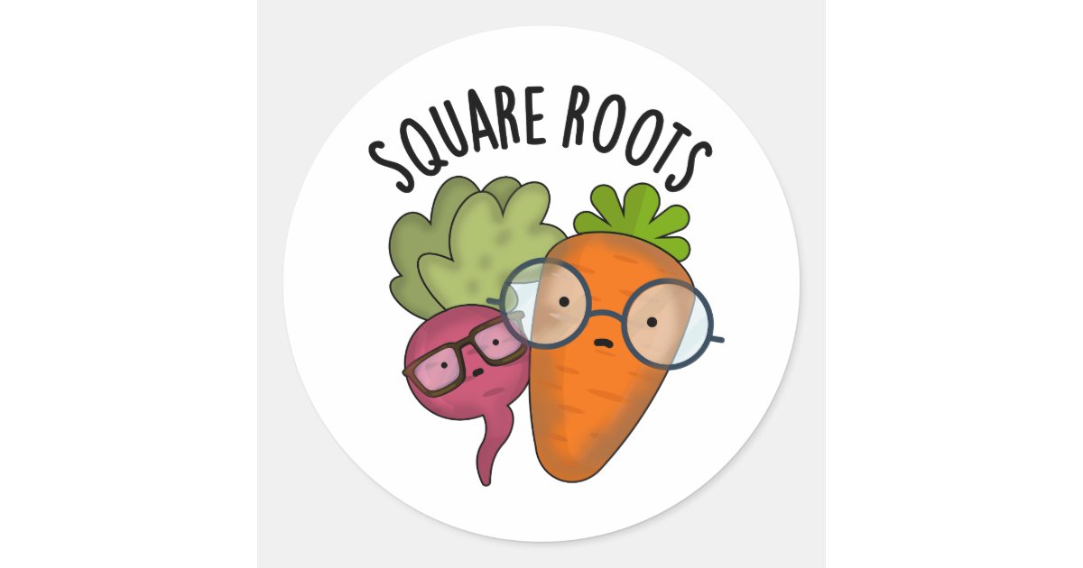 Square Roots Funny Math Pun Classic Round Sticker | Zazzle