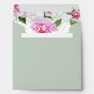 Square Roses Geometric Frame Wedding Address Envelope