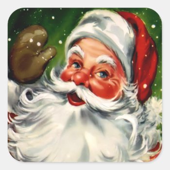 Square Santa Claus Sticker by Vintage_Gifts at Zazzle