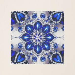 Square Scarf with Blue White Colors
