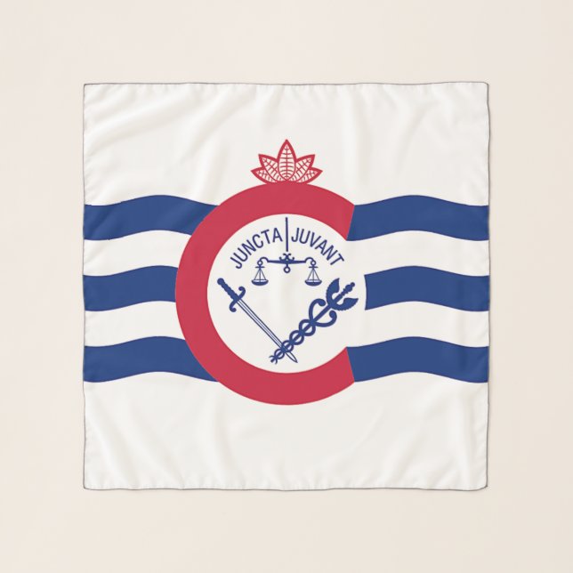 Square Scarf with flag of Cincinnati City, USA (Front)
