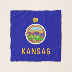 Square Scarf with flag of Kansas State, USA