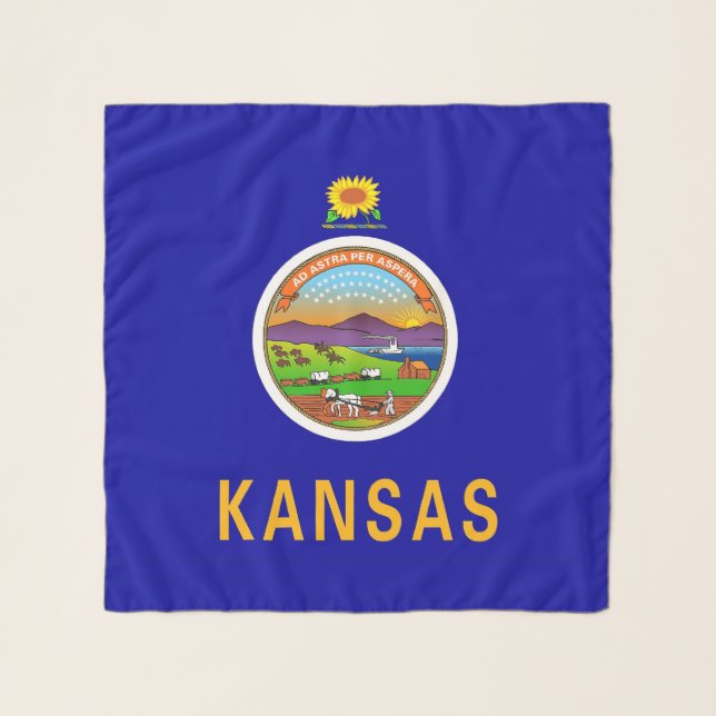 Square Scarf with flag of Kansas State, USA (Front)