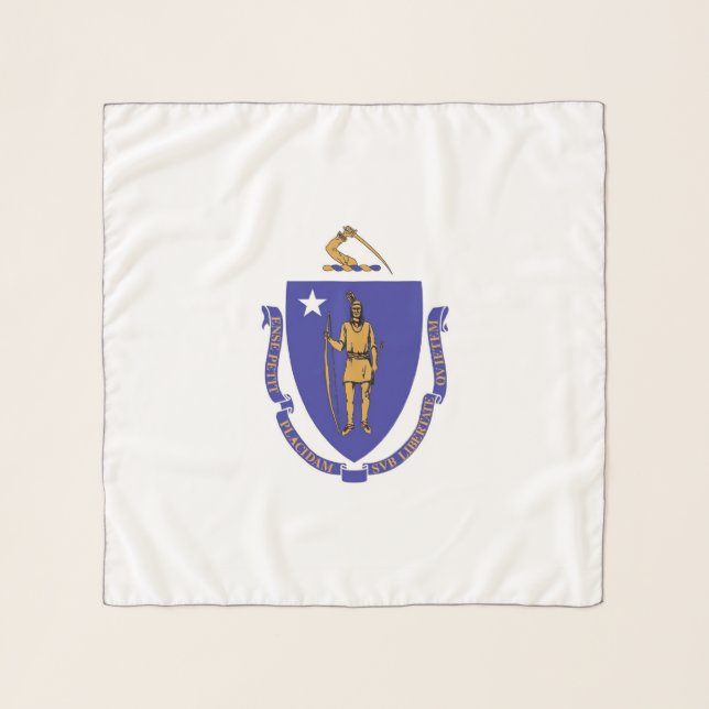 Square Scarf with flag of Massachusetts State, USA (Front)