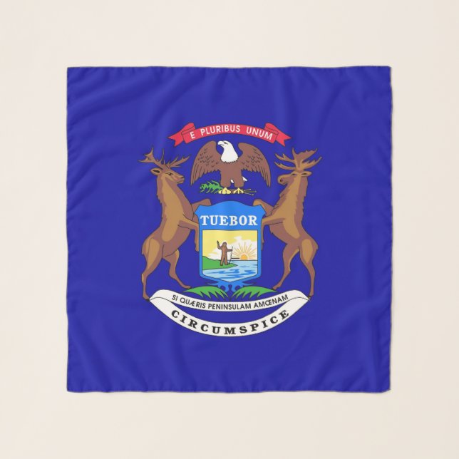 Square Scarf with flag of Michigan State, USA (Front)
