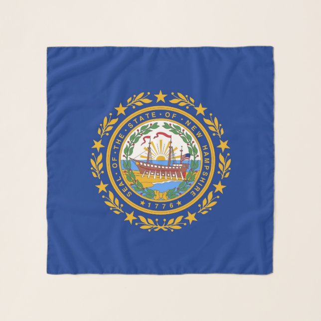 Square Scarf with flag of New Hampshire State, USA (Front)