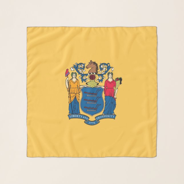 Square Scarf with flag of New Jersey State, USA (Front)