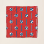 Square Scarf with flag of Tennessee, USA<br><div class="desc">Enhance your wardrobe with our square scarf featuring the flag of Tennessee! Crafted with attention to detail, this scarf is more than just an accessory; it's a celebration of Tennessee's rich history and state pride. The design proudly showcases a crimson background with a blue circle containing three white stars, symbolizing...</div>