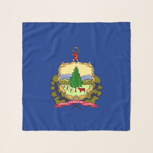 Square Scarf with flag of Vermont State, USA (Front)