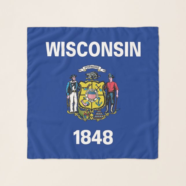 Square Scarf with flag of Wisconsin State, USA (Front)