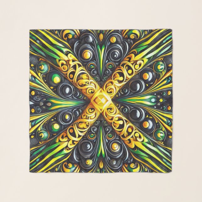 Square Scarf with Jamaican Colors (Front (Horizontal))