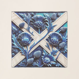 Square Scarf with Scottish Thistles Design
