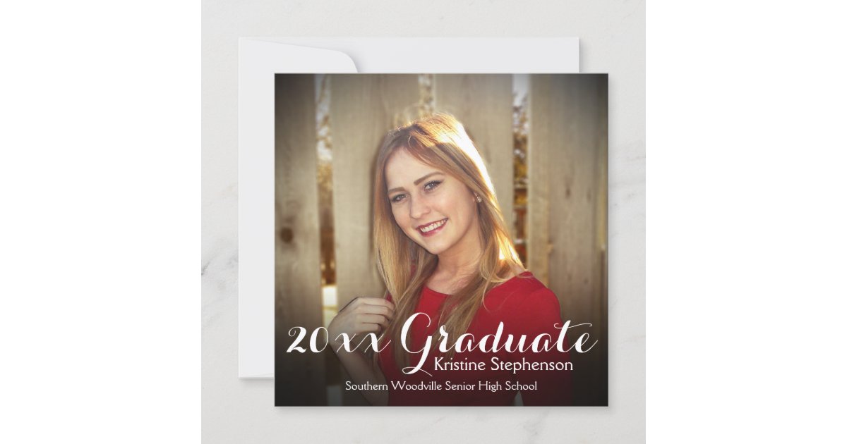 Square Shading Graduation Announcement Photo Card | Zazzle