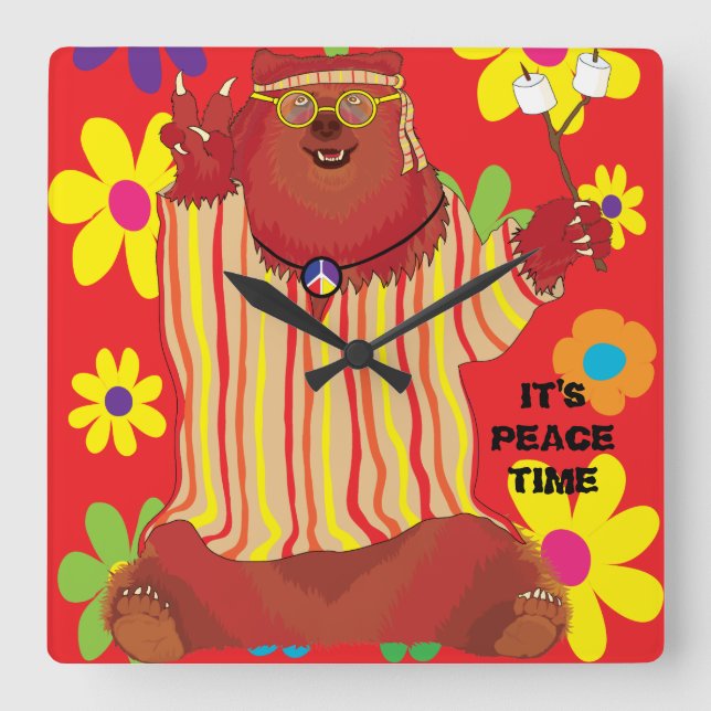 Square Shaped Clock "Peace Time" (Front)