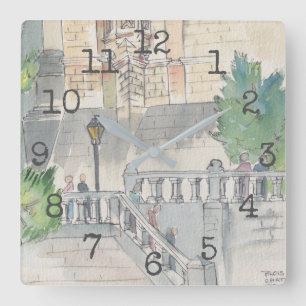 Square Shaped Clock "Watercolor Museum"