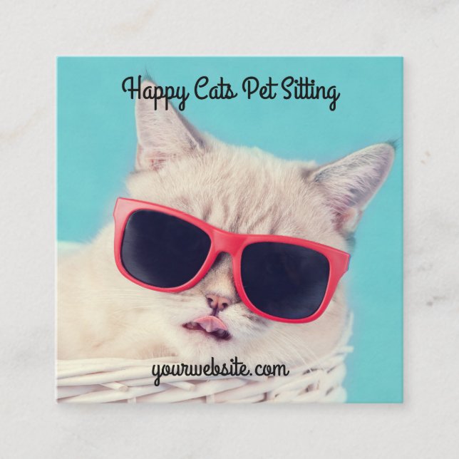 Square Shaped Pet Sitting Sitter Biz Cards (Front)