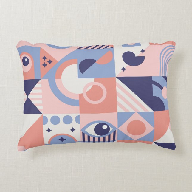 Square Shapes: Geometric Abstract Mosaic Accent Pillow (Front)