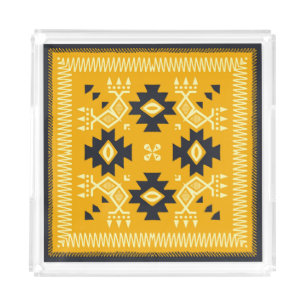 Square shawl, paisley floral batik. acrylic tray