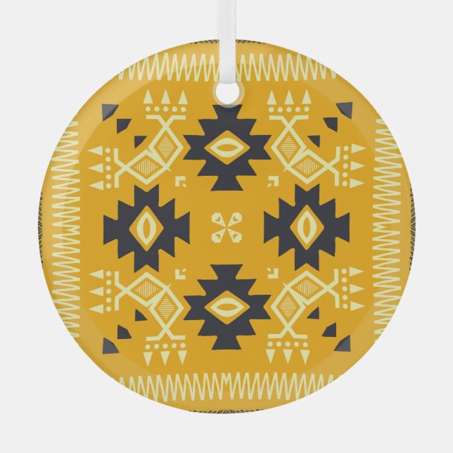 Square shawl, paisley floral batik. glass ornament (Front)