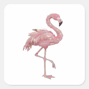 Square Silver FLAMINGO Square Sticker