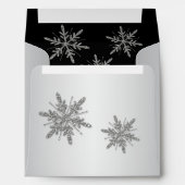 Square Silver Glitter Snowflakes & Black Envelope (Back (Bottom))