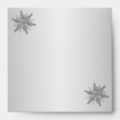 Square Silver Glitter Snowflakes & Black Envelope (Front)