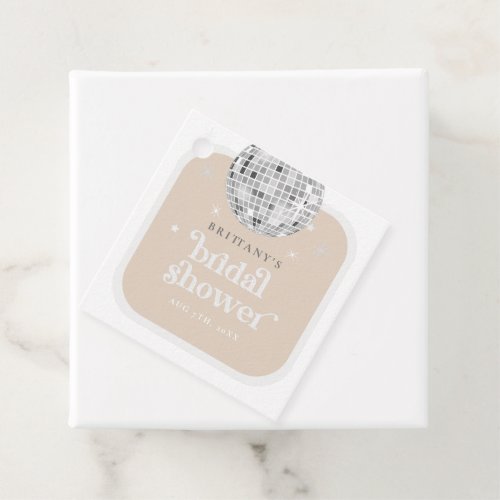 Square Silver Retro Disco Groovy Bridal Shower  Favor Tags