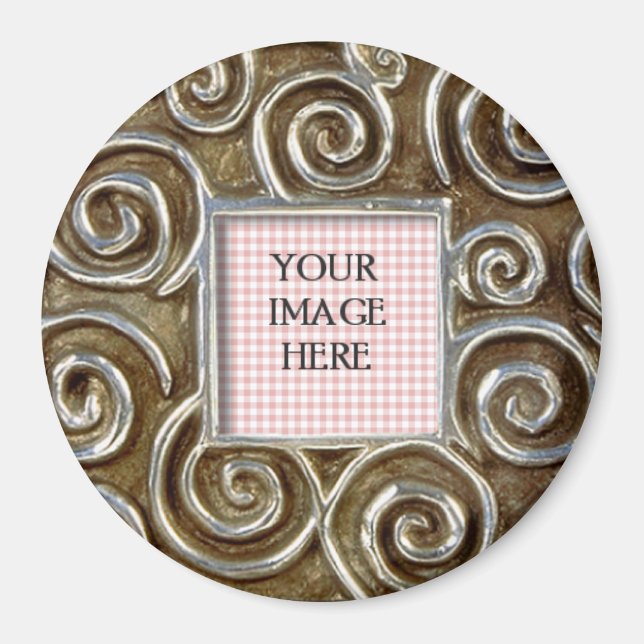 Square Silver Swirls Template Magnet (Front)