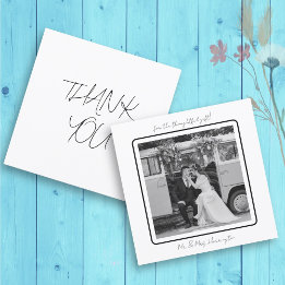Square Simple Thank You Wedding Photo Cards