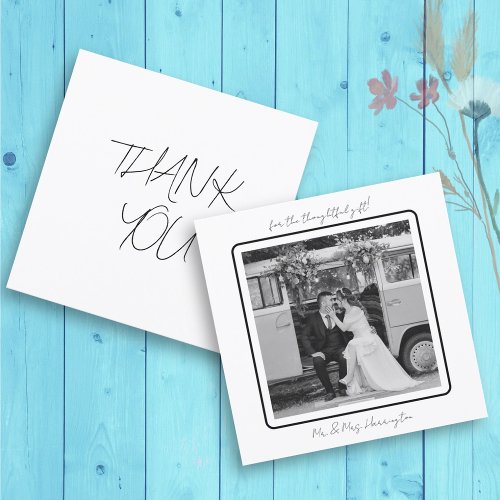 Square Simple Thank You Wedding Photo Cards