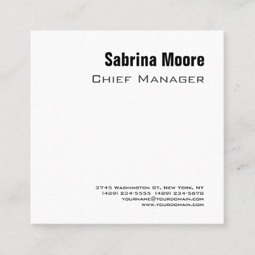 Square Size Modern Minimalist Plain Professional Square Business Card