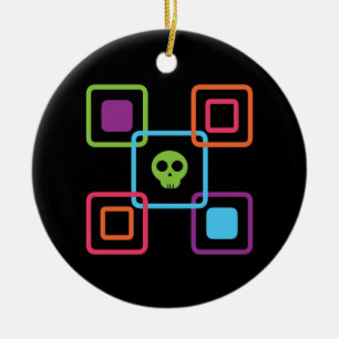 Square Skull Ceramic Ornament