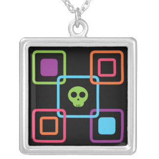 Square Skull Silver Plated Necklace