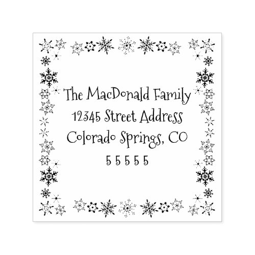 Square Snowflakes _ Self_Inking Address Stamp