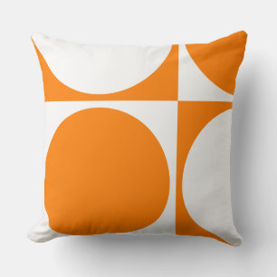 Square Sofa Cushion, Orange Squares&Circles Throw Pillow
