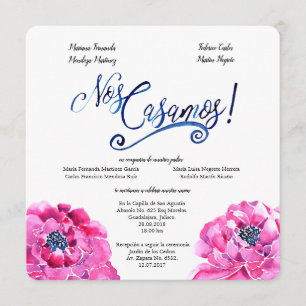 Square Spanish wedding invitation, Invitación Boda Invitation