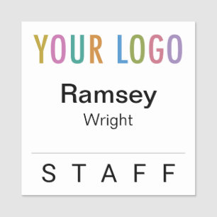 Square Staff Name Tag Company Logo Magnetic or Pin