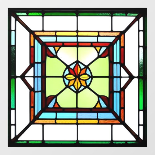 Square Stained Glass AI Art Window Cling